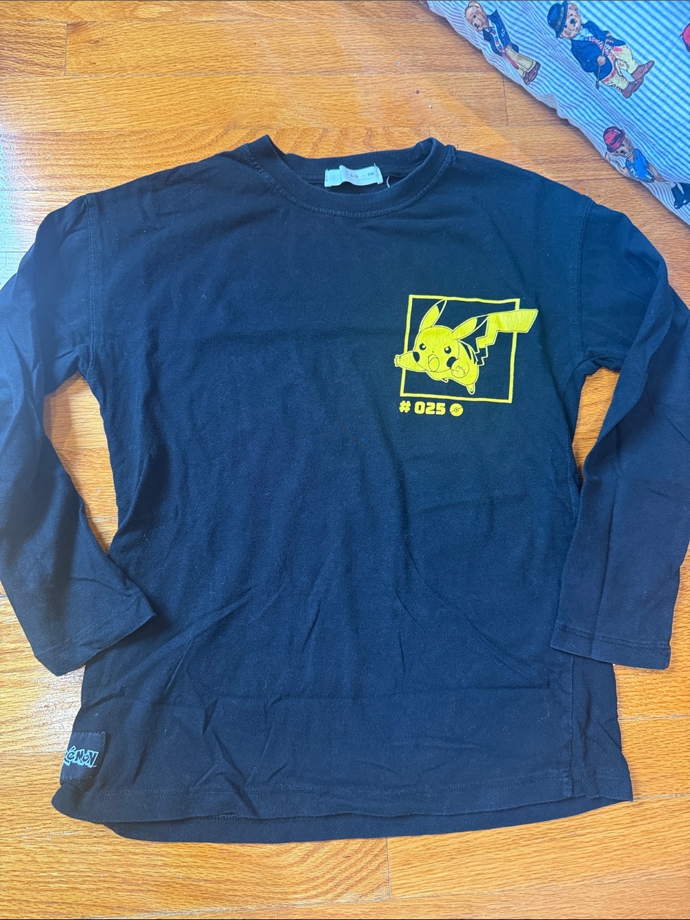 Zara Pokémon Kids Black Long-Sleeve Tee with Yellow Pikachu Graphic black 9-10